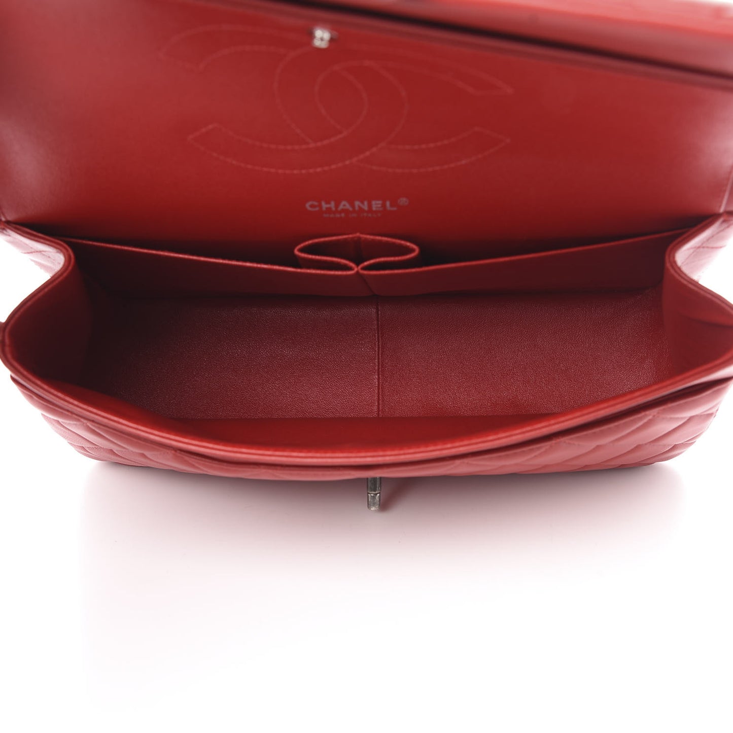 Lambskin Quilted Jumbo Double Flap Red