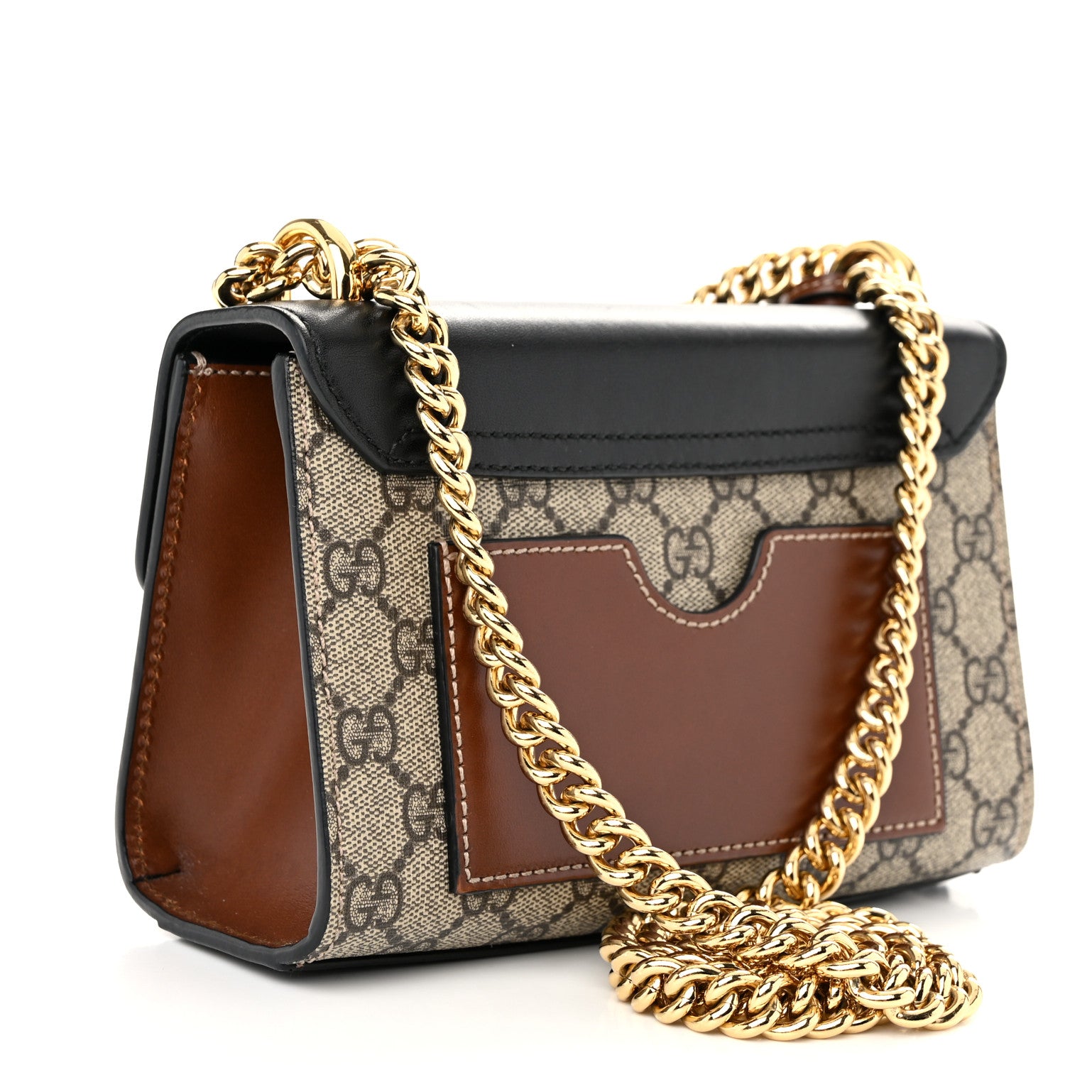 Gucci GG Supreme Monogram Calfskin Small Padlock Shoulder Bag Beige Black Cuir 3 of 11