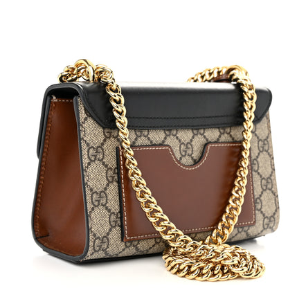 Gucci GG Supreme Monogram Calfskin Small Padlock Shoulder Bag Beige Black Cuir 3 of 11