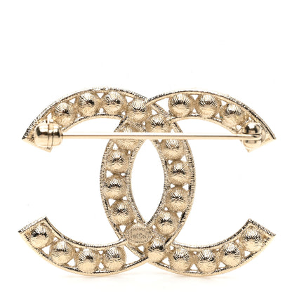 Chanel Crystal Textured CC Brooch Light Gold 4 of 5