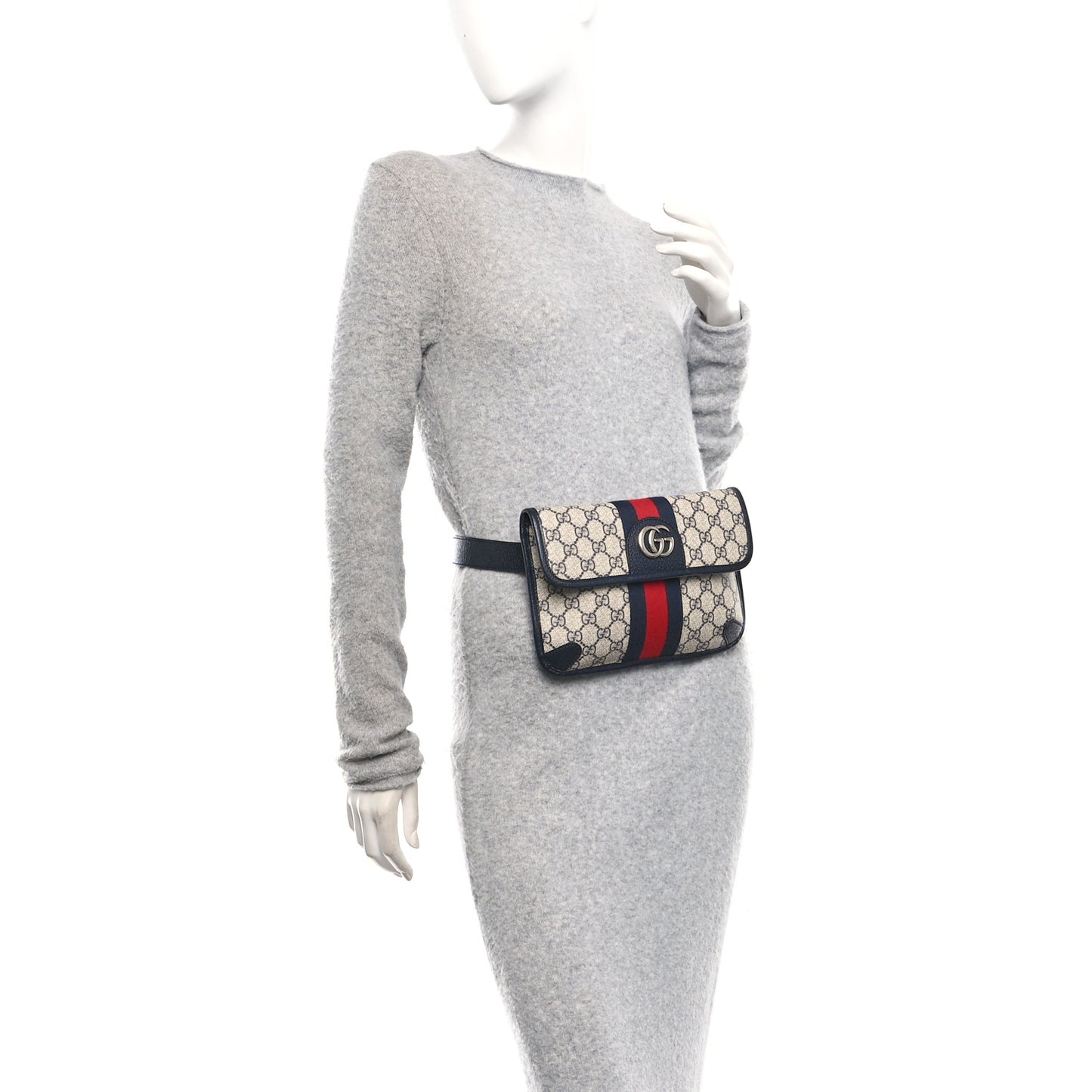GG Supreme Monogram Web Small Ophidia Belt Bag 90 36 Beige Navy
