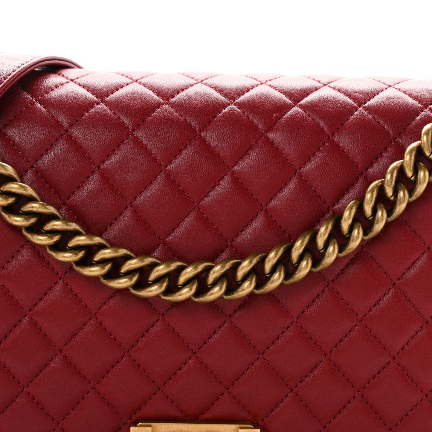 Lambskin Quilted New Medium Boy Flap Dark Red