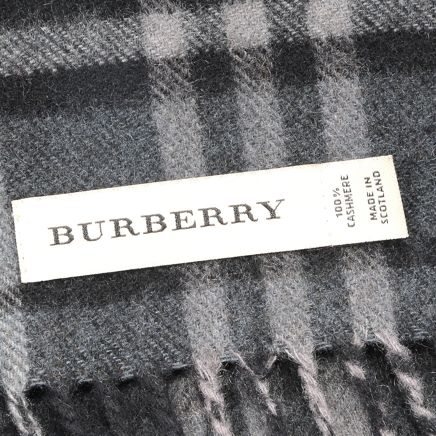 Cashmere Icon Check Fringe Scarf Dark Charcoal