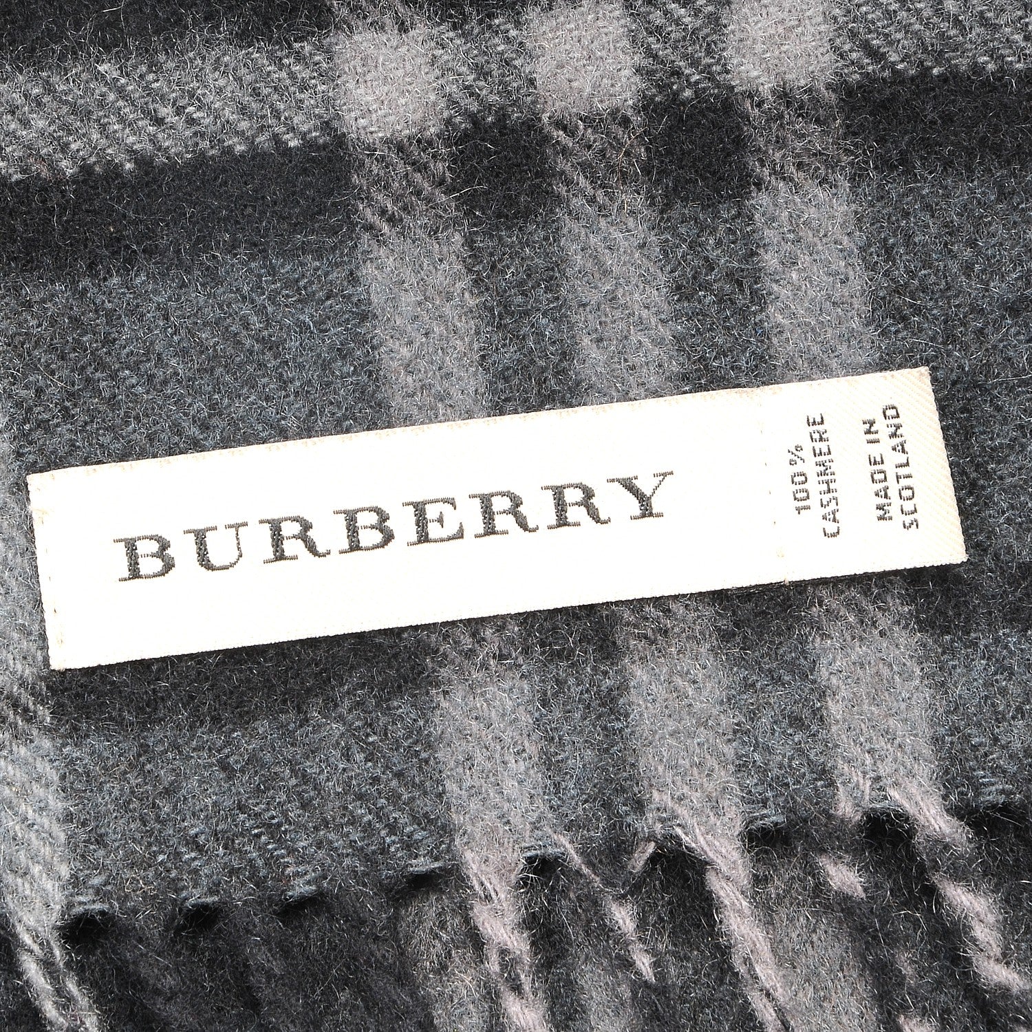 Burberry Cashmere Icon Check Fringe Scarf Dark Charcoal 4 of 4