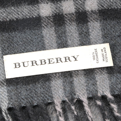 Burberry Cashmere Icon Check Fringe Scarf Dark Charcoal 4 of 4