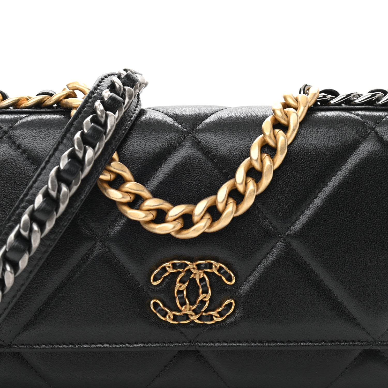 Chanel Lambskin Quilted Chanel 19 Wallet On Chain WOC Black 9 of 11