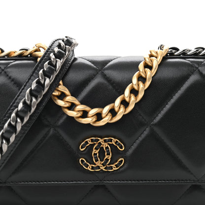 Chanel Lambskin Quilted Chanel 19 Wallet On Chain WOC Black 9 of 11