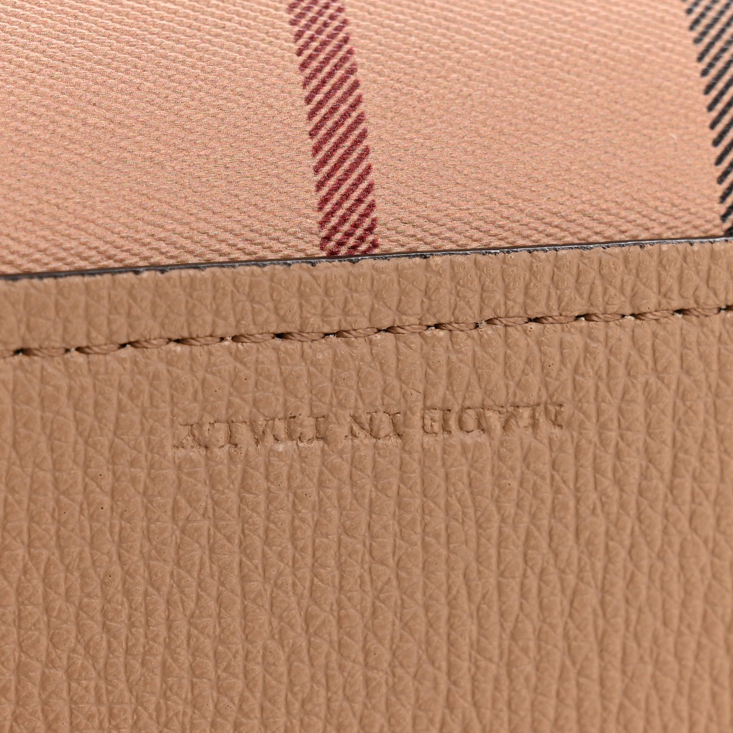 Burberry Grainy Calfskin Haymarket Check Medium Reversible Tote Camel 11 of 20