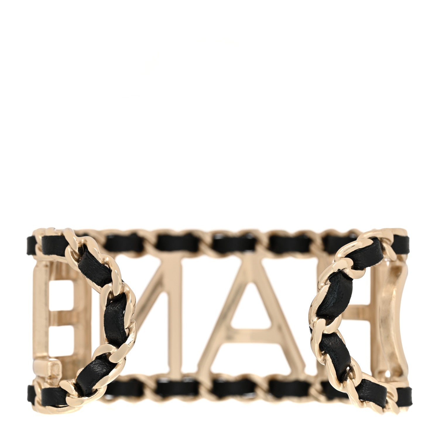 Chanel Lambskin Vintage Allure Cuff Bracelet M Black Gold 3 of 6