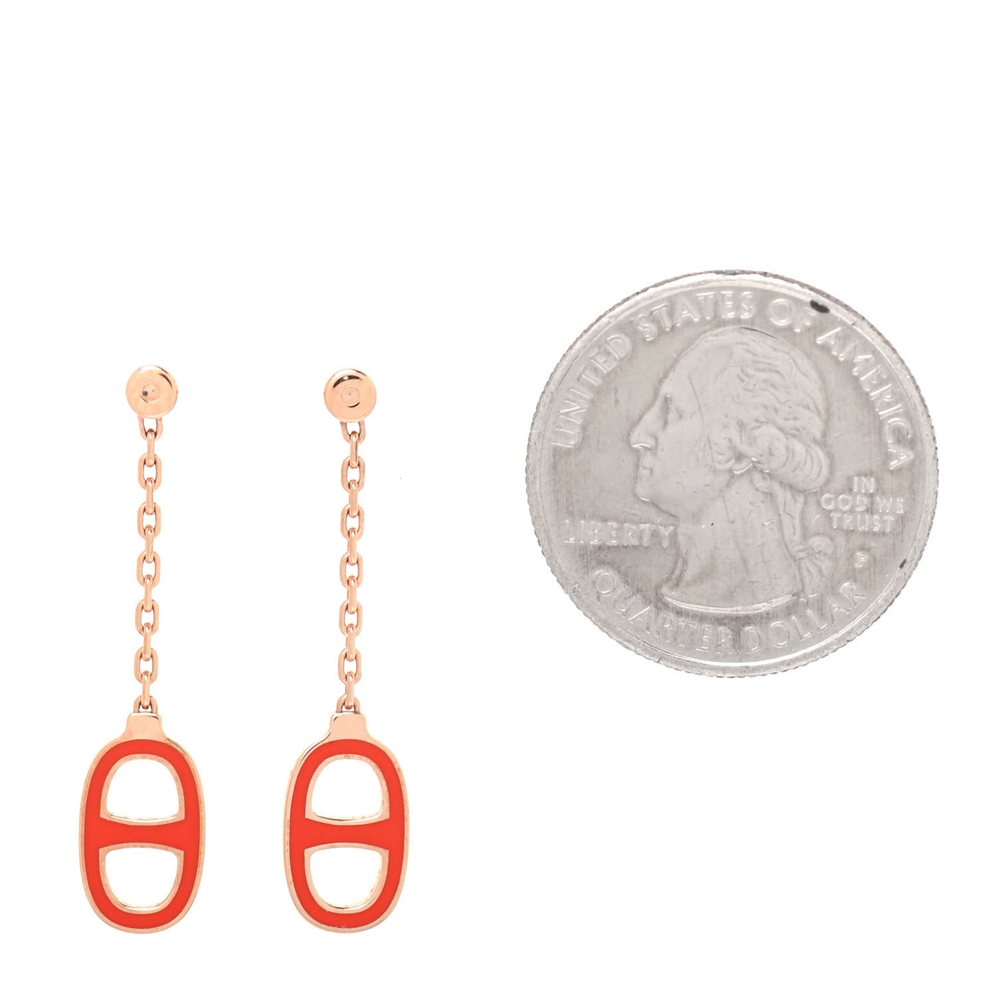 Rose Gold Lacquered Farandole Drop Earrings Orange Fonce