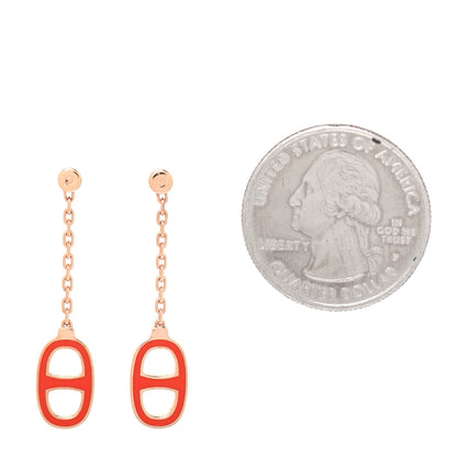 Hermes Rose Gold Lacquered Farandole Drop Earrings Orange Fonce 2 of 3