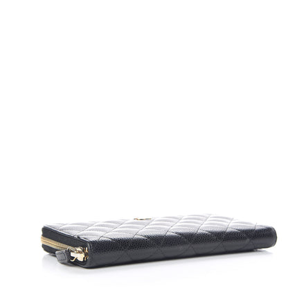 Chanel Caviar Quilted Large Gusset Zip Around Wallet Black 4 of 11