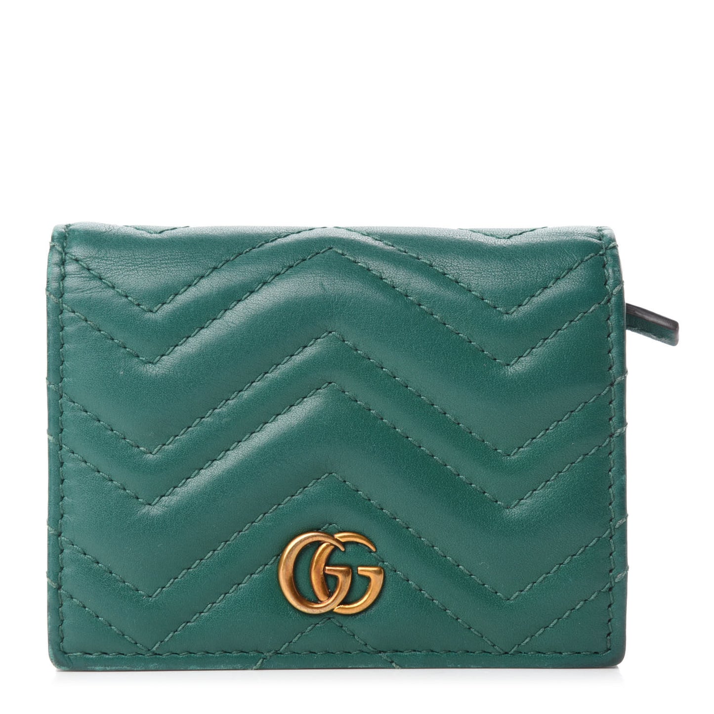 Calfskin Matelasse GG Marmont Card Case Wallet Emerald