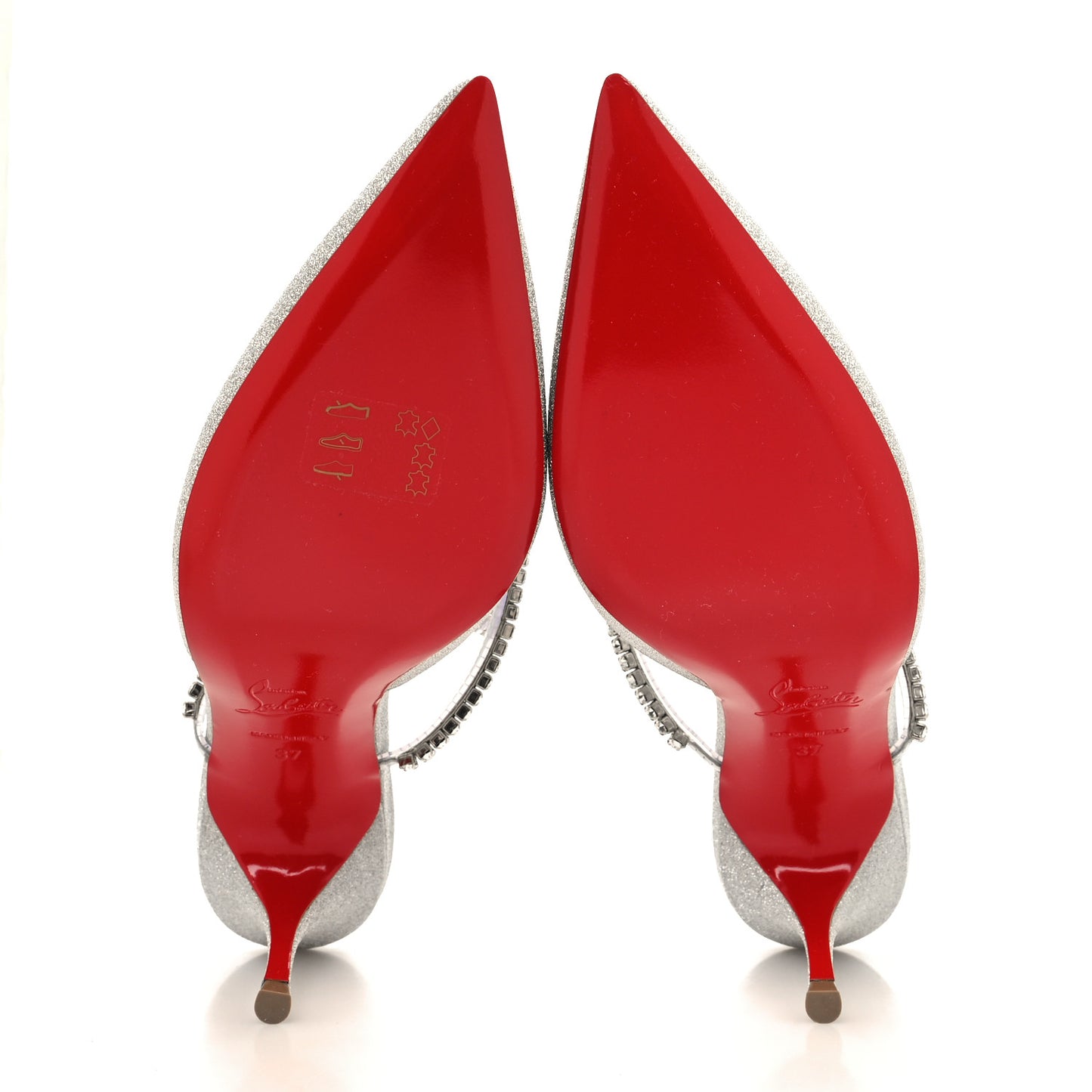 Calfskin Glitter Crystal Planet Queen 70 Mules 37 Silver