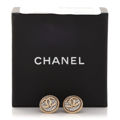 Chanel CC Crystal Button Earrings Gold 5 of 5