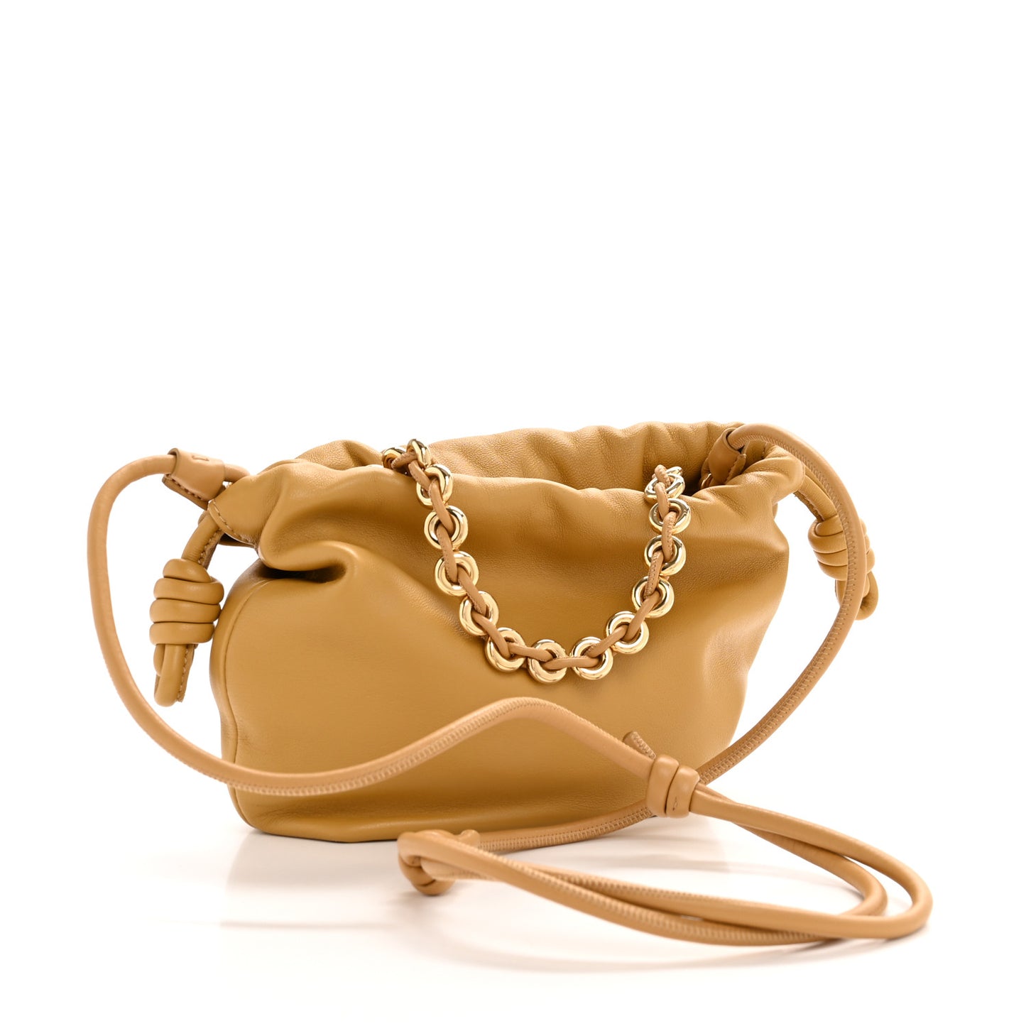 Mellow Nappa Donut Chain Mini Flamenco Knot Clutch Sahara