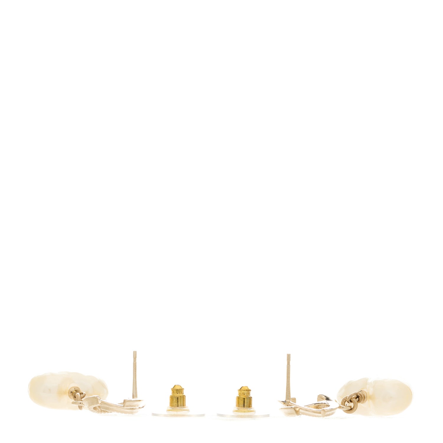 Chanel Pearl CC Heart Drop Earrings Gold 3 of 5