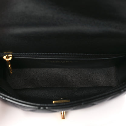 Chanel Shiny Lambskin Quilted Golden Links Top Handle Flap Black 5 of 10