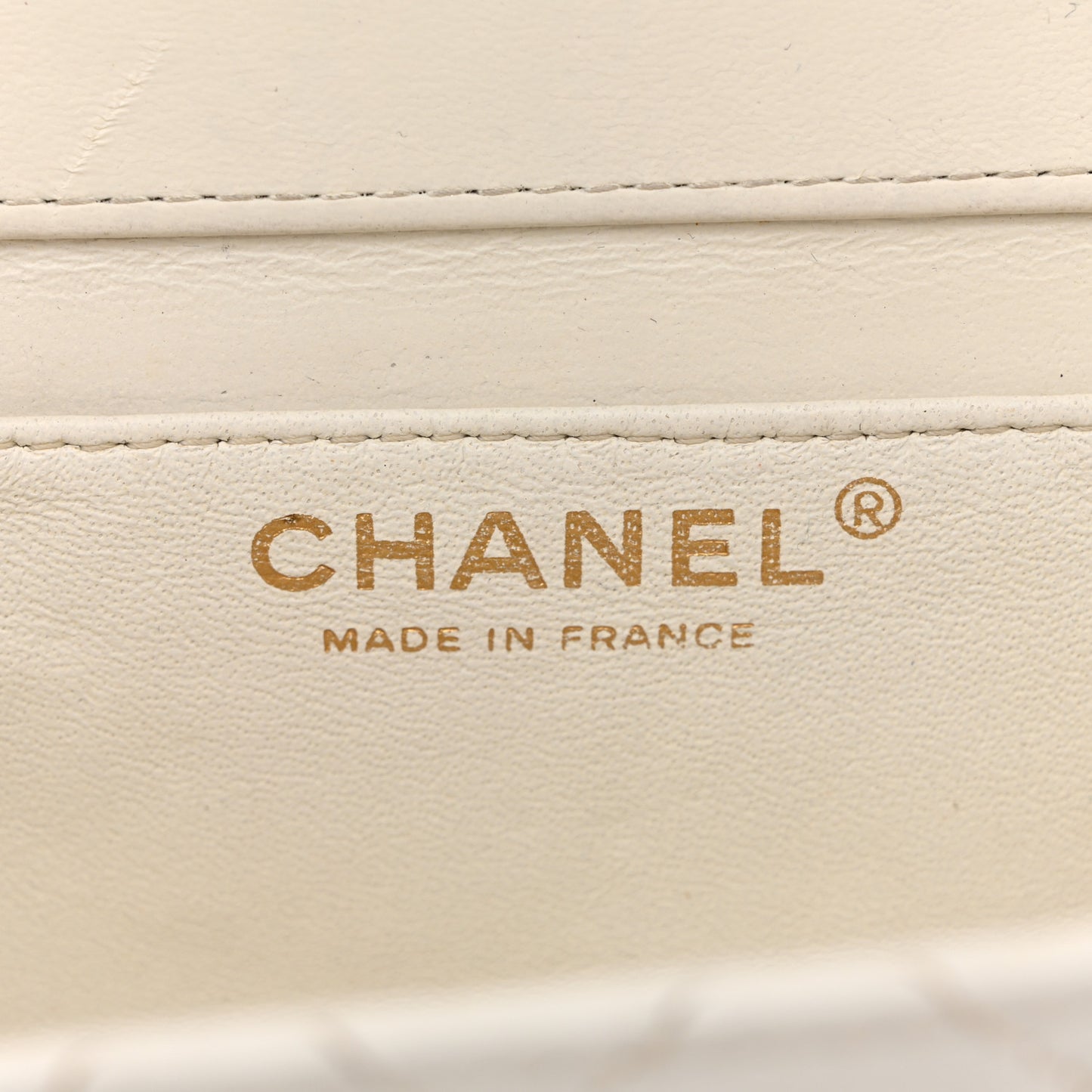 Glazed Calfskin Quilted Small Flap White
