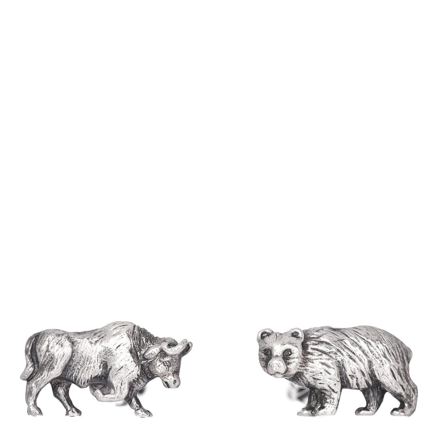 Sterling Silver Bear And Bull Cufflinks