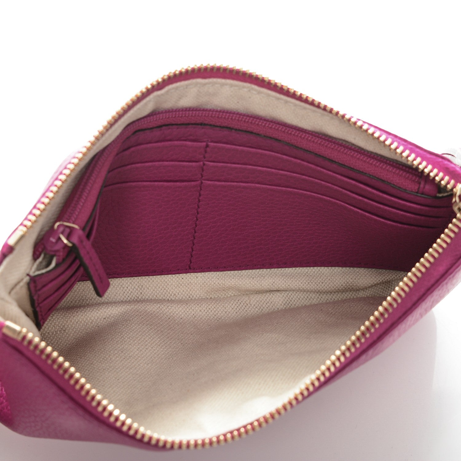 Gucci Pebbled Calfskin Soho Wristlet Bright Bougainvillea 5 of 6