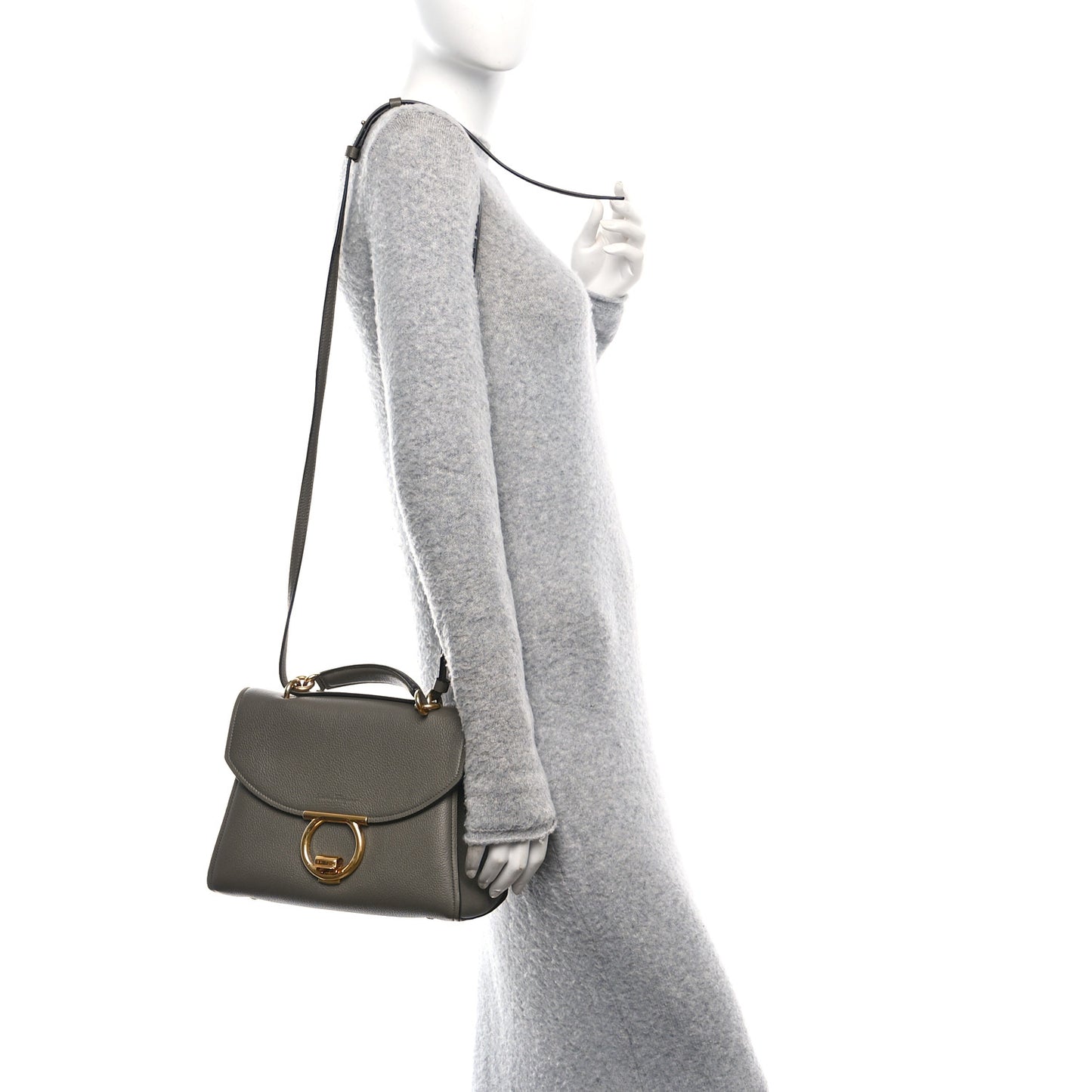Calfskin Small Margot Top Handle Satchel Verde Olivo