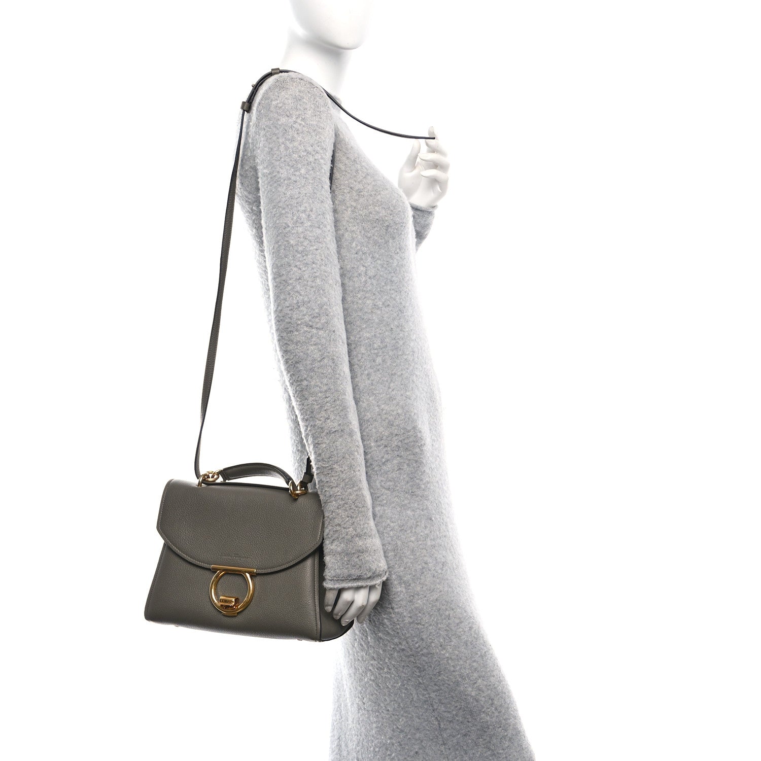 Salvatore Ferragamo Calfskin Small Margot Top Handle Satchel Verde Olivo 2 of 9