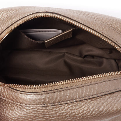 Gucci Metallic Pebbled Calfskin Medium Soho Cosmetic Case Golden Beige 4 of 8