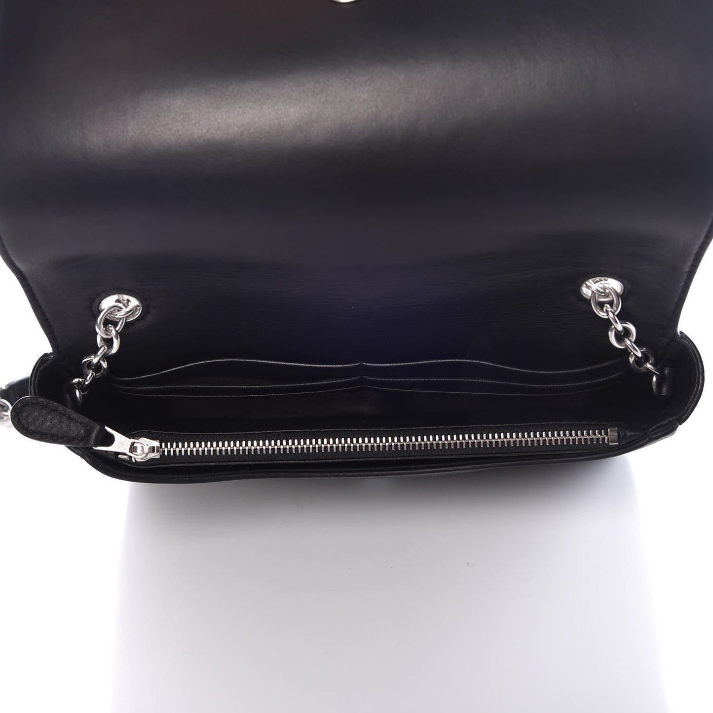 Pebbled Calfskin Everyday Chain Wallet Black