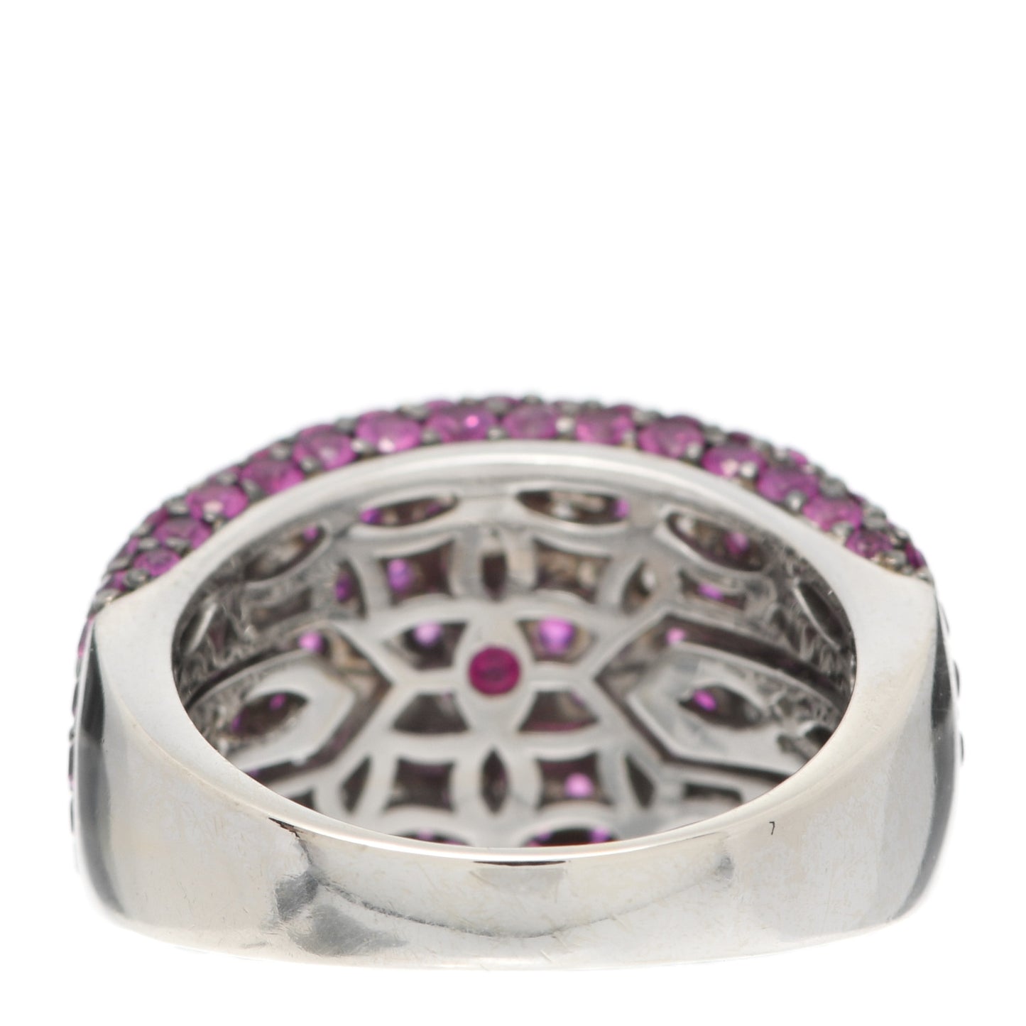 18K White Gold Diamond Pink Sapphire Fantasia Ring 56 7.5