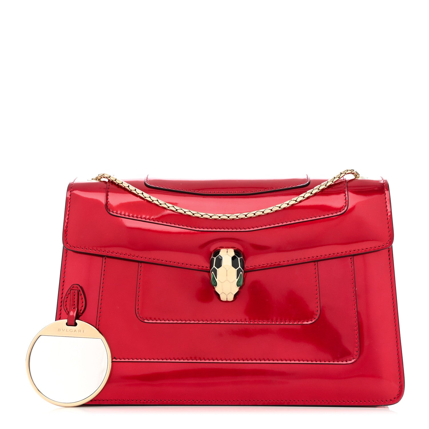 Bulgari Metallic Calfskin Serpenti Forever Shoulder Bag Red 1 of 11