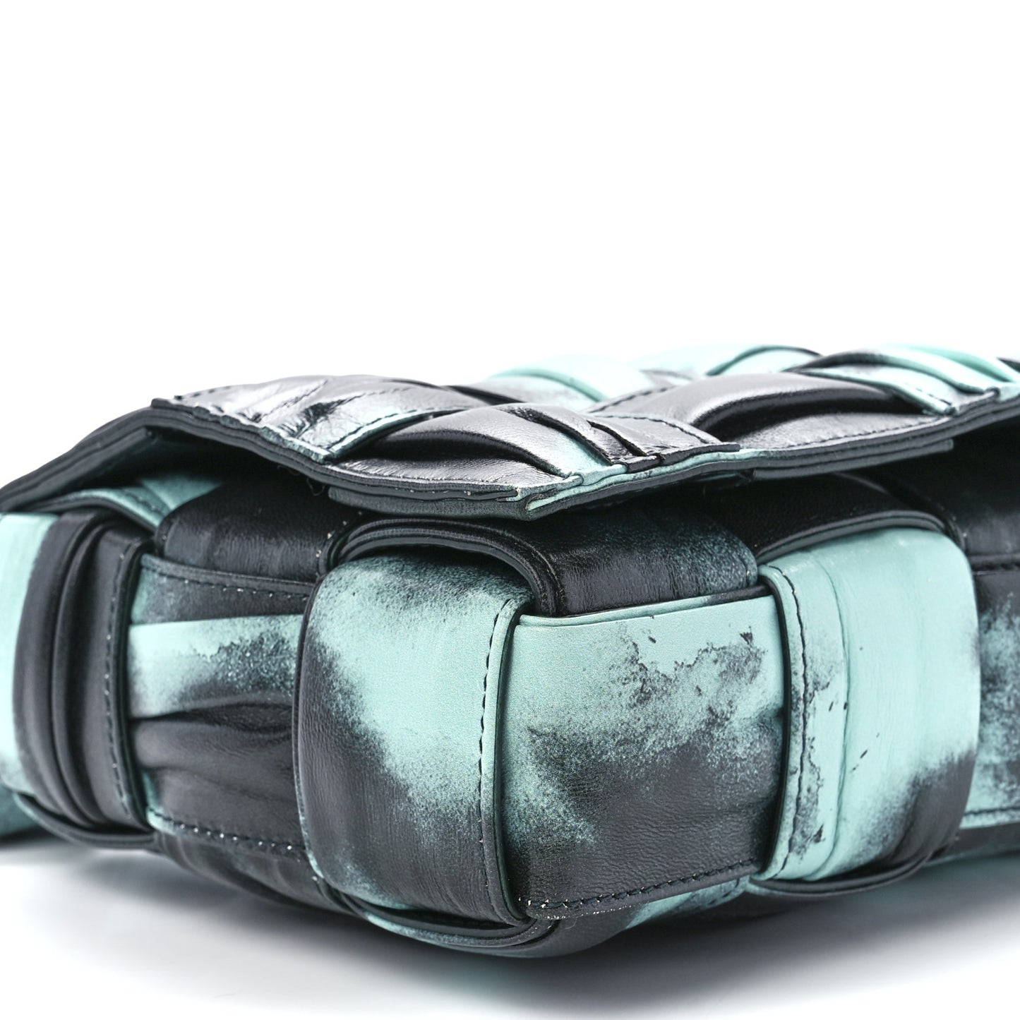 Foulard Tie Dye Maxi Intrecciato Padded Cassette Crossbody Bag Celadon Inkwell