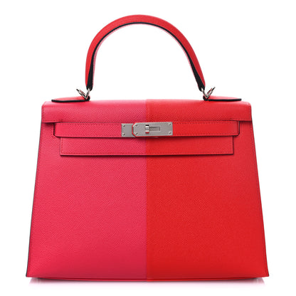 Hermes Epsom Casaque Kelly Sellier 28 Rouge Coeur Rose Extreme Bleu Zanzibar 1 of 16