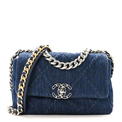 Chanel Denim Quilted Medium Chanel 19 Flap Blue 2 of 18