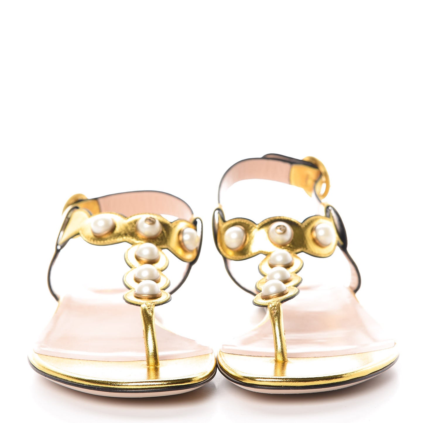 Metallic Nappa Willow Pearl Thong Sandals 40 Gold