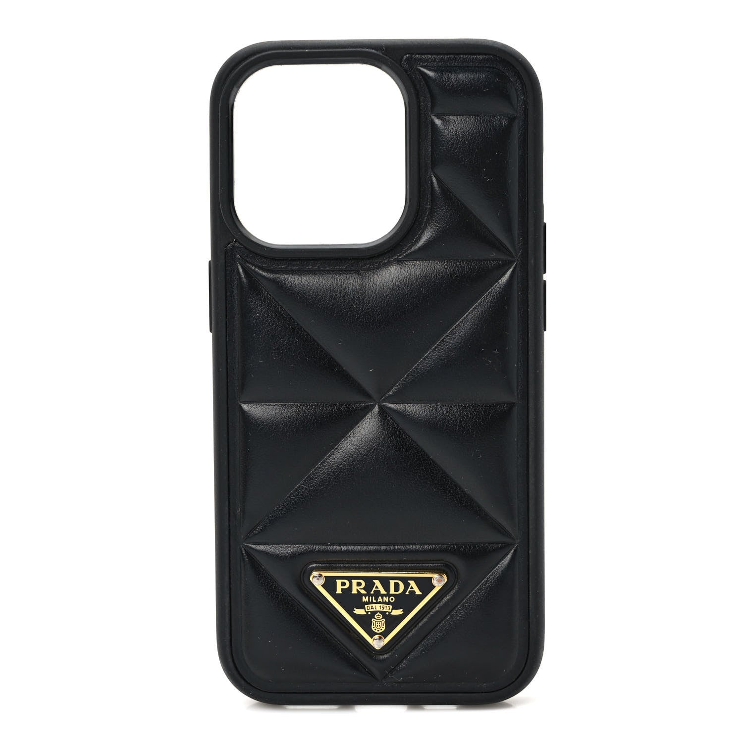 Prada Goatskin Quilted iPhone 14 Pro Case Black 1 of 4