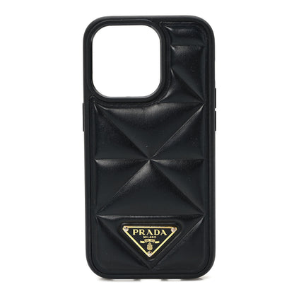 Prada Goatskin Quilted iPhone 14 Pro Case Black 1 of 4