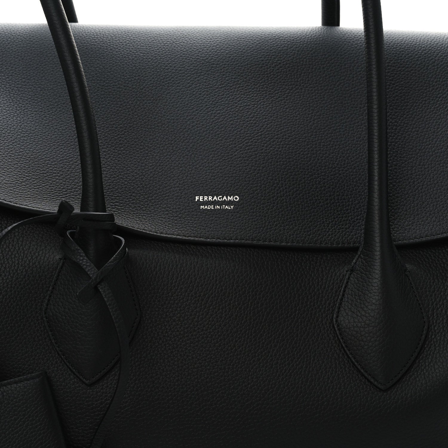 Salvatore Ferragamo Hammered Calfskin XL East West Tote Bag Black 8 of 10