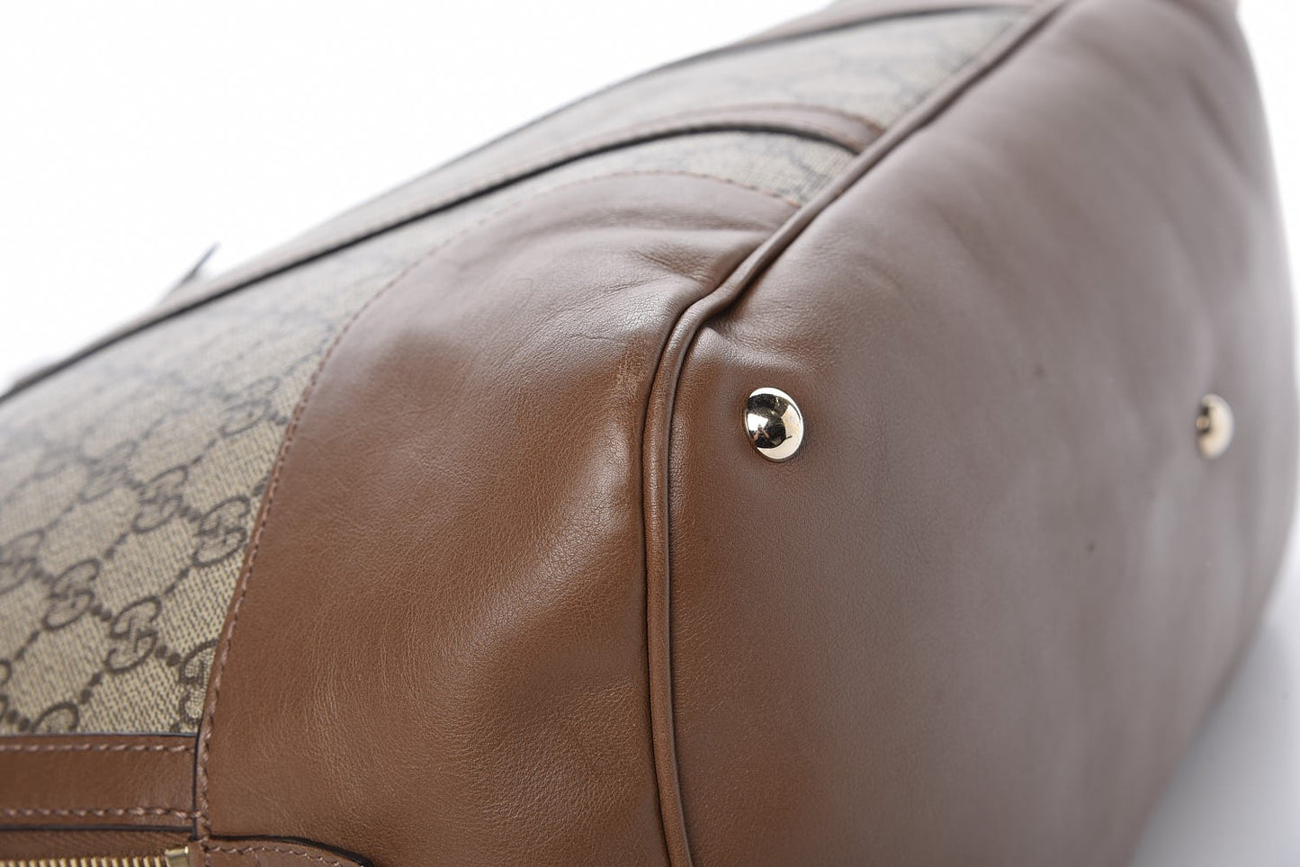 GG Supreme Monogram Margaux Calfskin Large Nice Top Handle Dome Bag Beige Ebony Acero