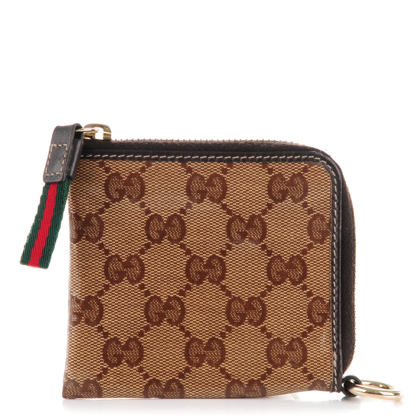 Crystal Monogram Zip Around Coin Purse Wallet Dark Brown