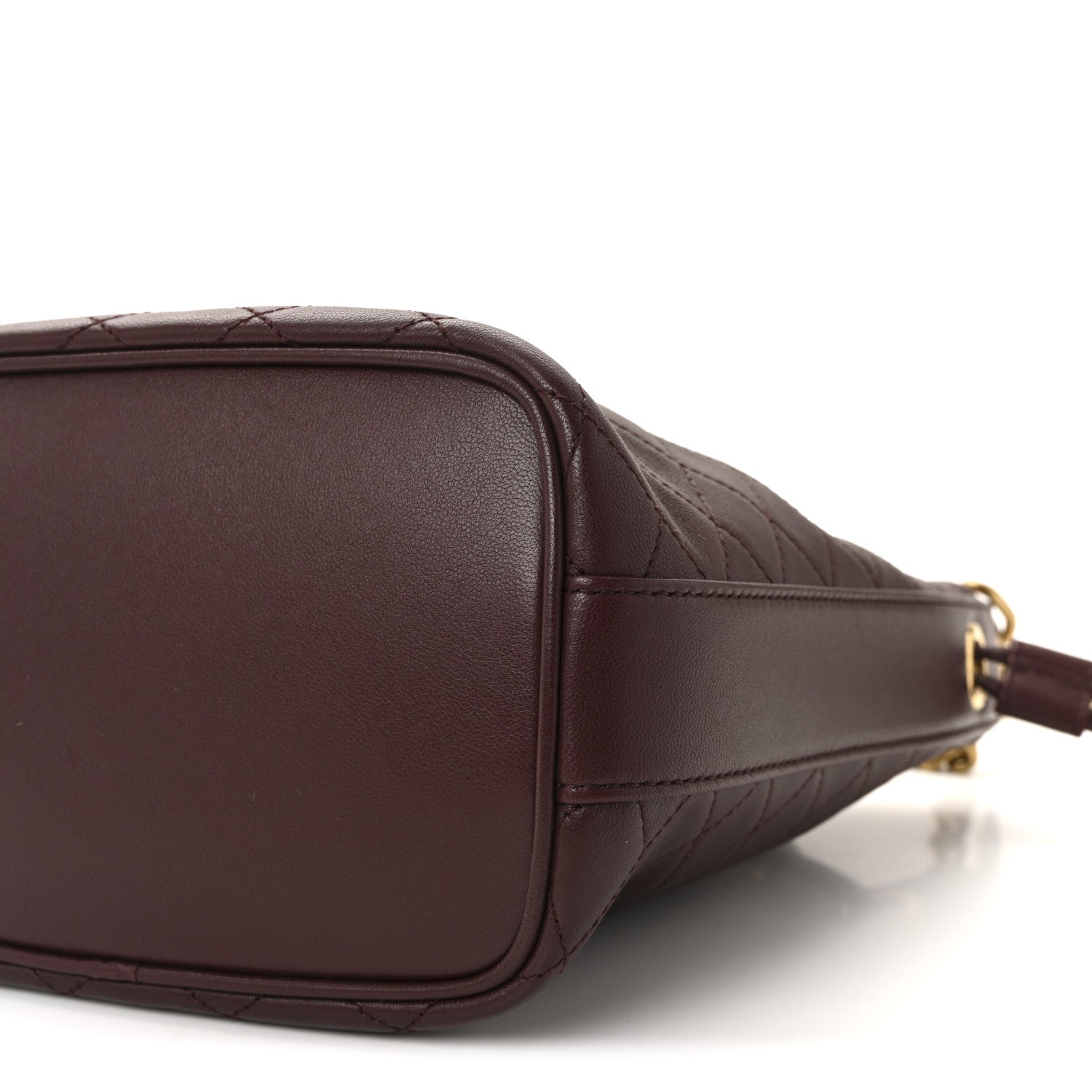 Saint Laurent Lambskin Carre Quilted Cassandre Small Bucket Bag Hot Wine 10 of 10