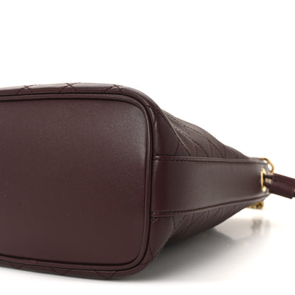 Saint Laurent Lambskin Carre Quilted Cassandre Small Bucket Bag Hot Wine 10 of 10