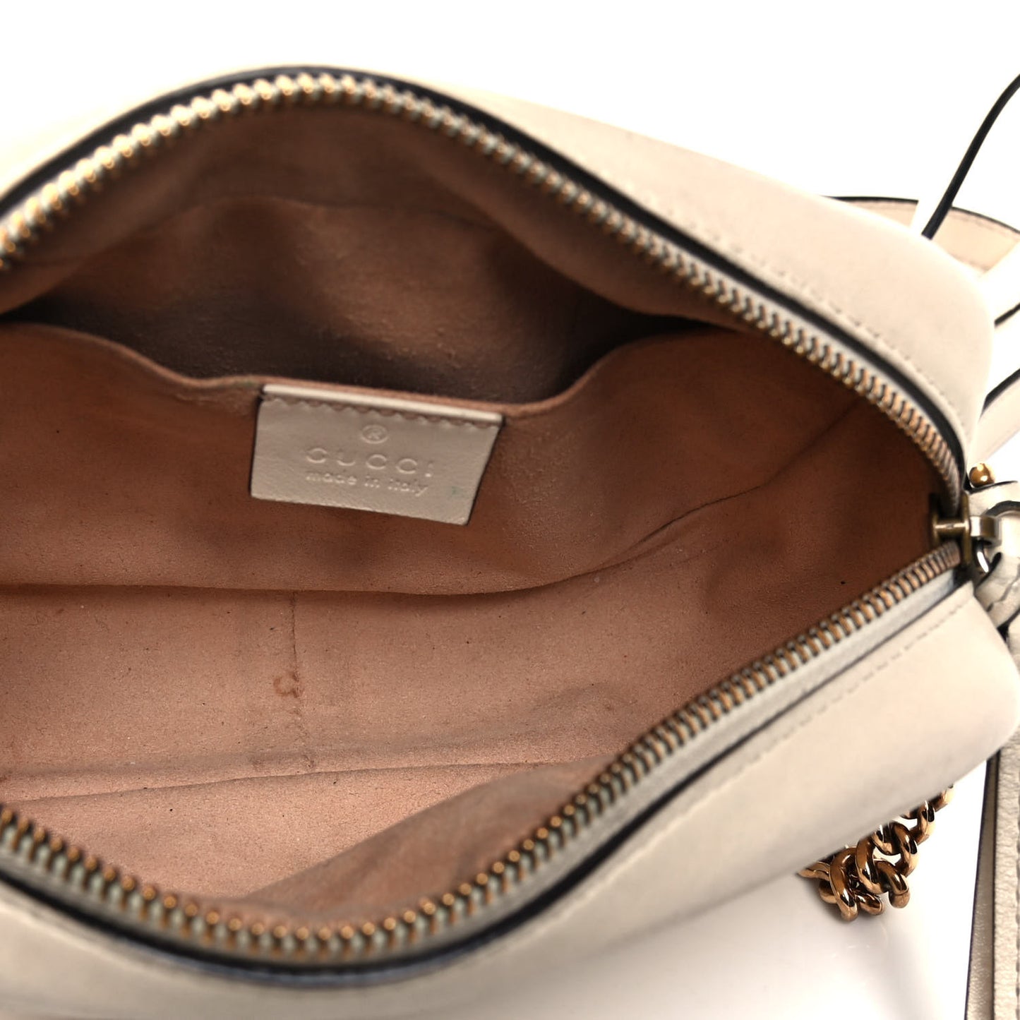 Calfskin Matelasse Mini GG Marmont Chain Shoulder Bag White