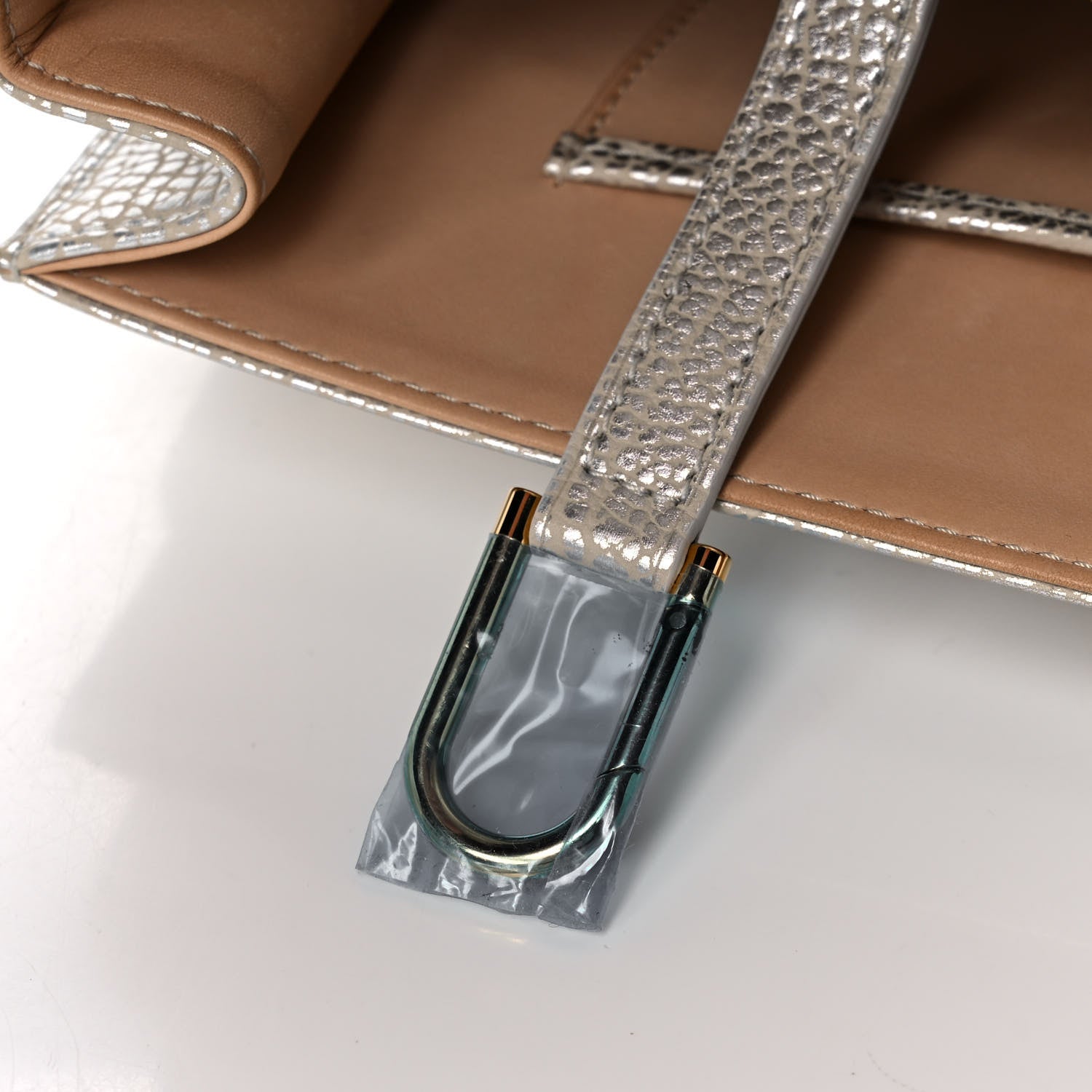 Delvaux Metallic Crispy Calfskin MM Metal Frame Tempete Satchel Antique Silver 11 of 13