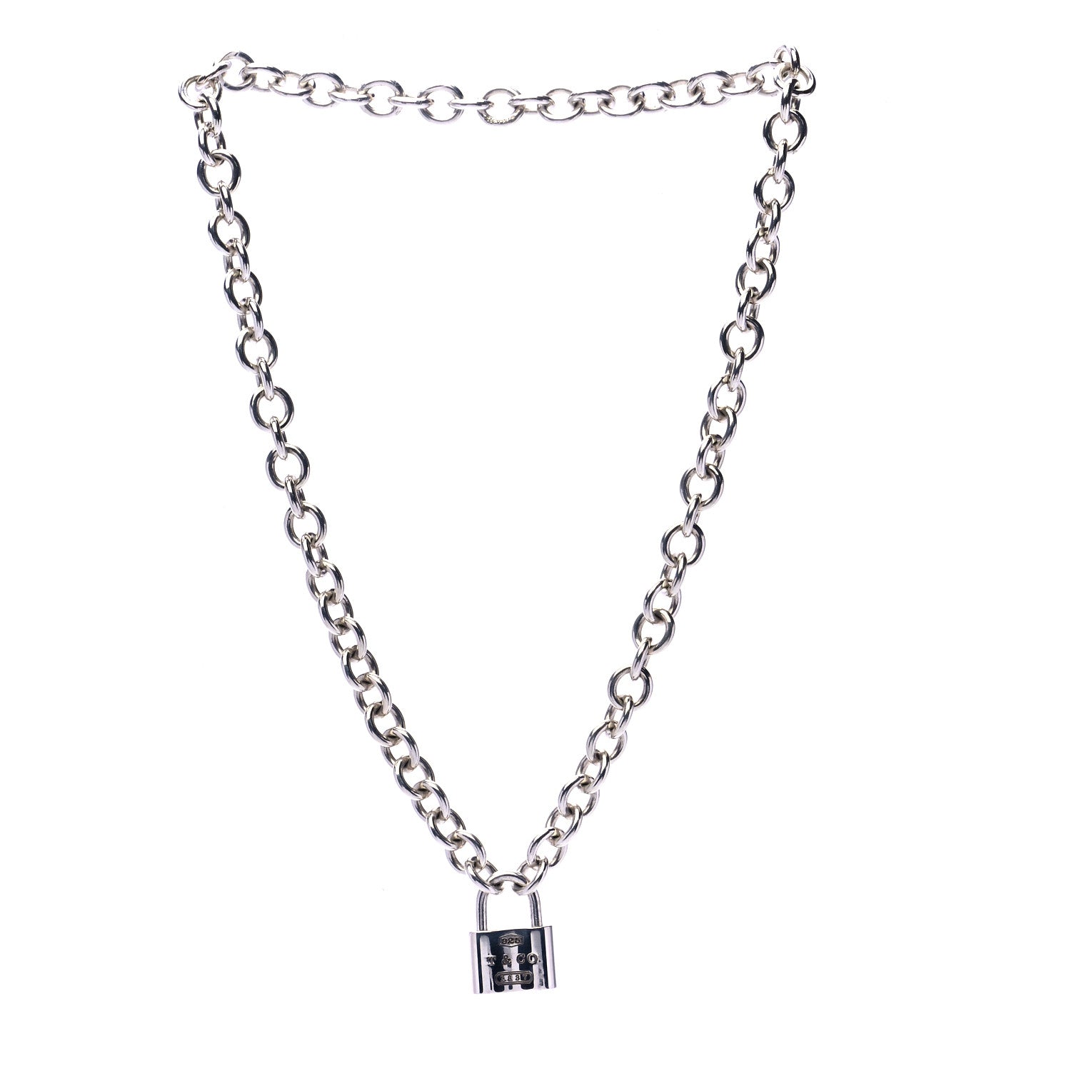 Tiffany Sterling Silver 1837 Lock Charm Necklace 3 of 7