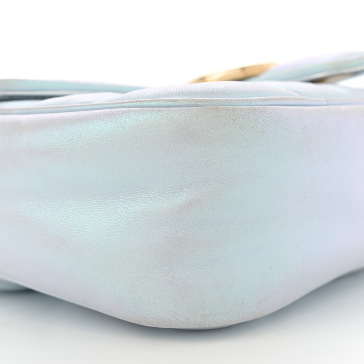 Gucci Iridescent Nappa Chevron Matelasse Small GG Marmont Shoulder Bag Iridescent Snow Light Blue 9 of 17