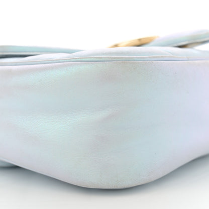 Gucci Iridescent Nappa Chevron Matelasse Small GG Marmont Shoulder Bag Iridescent Snow Light Blue 9 of 17