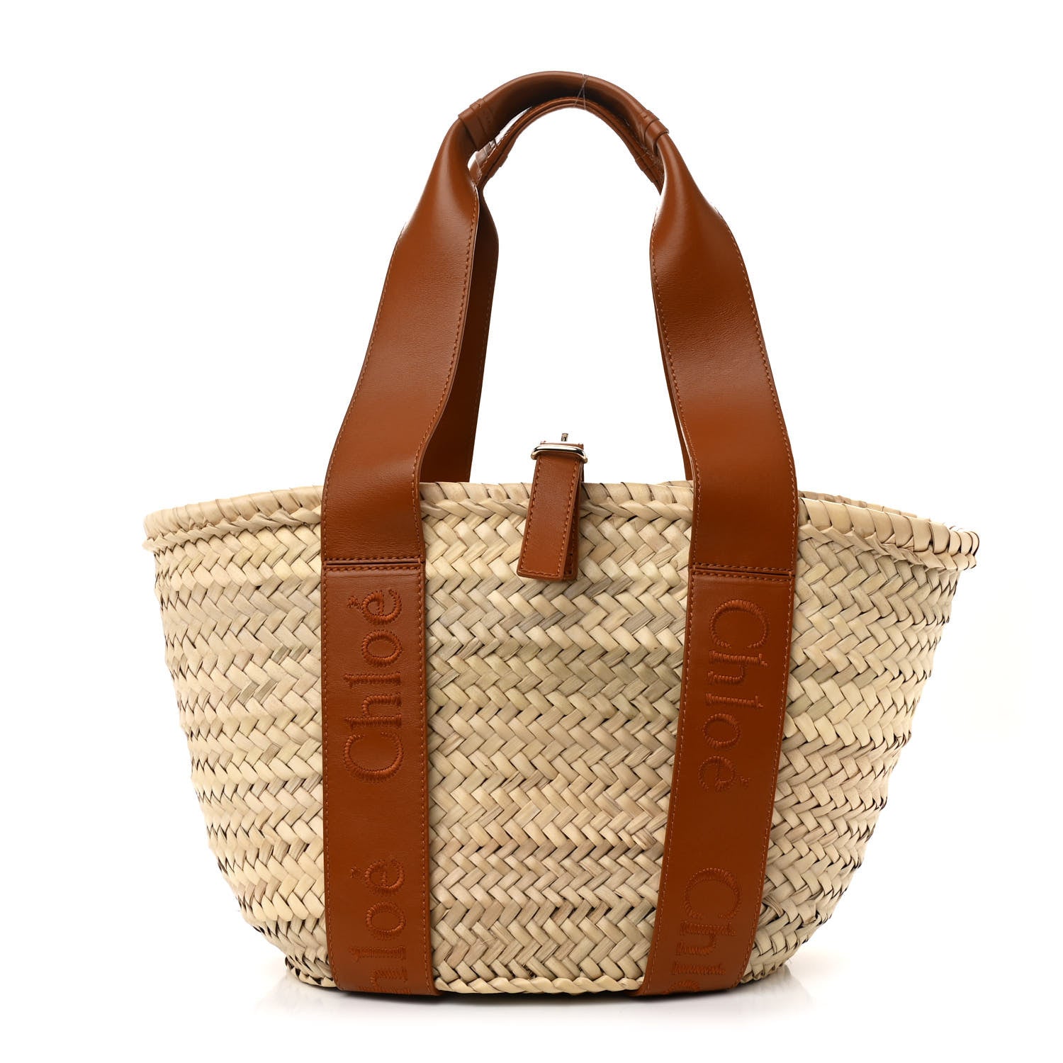 Chloe Raffia Smooth Calfskin Medium Sense Basket Caramel 1 of 14