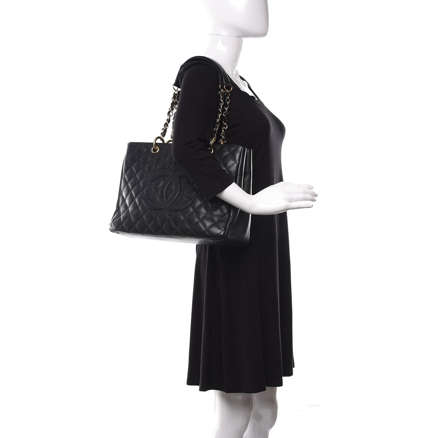 Caviar Quilted Grand Shopping Tote GST Black