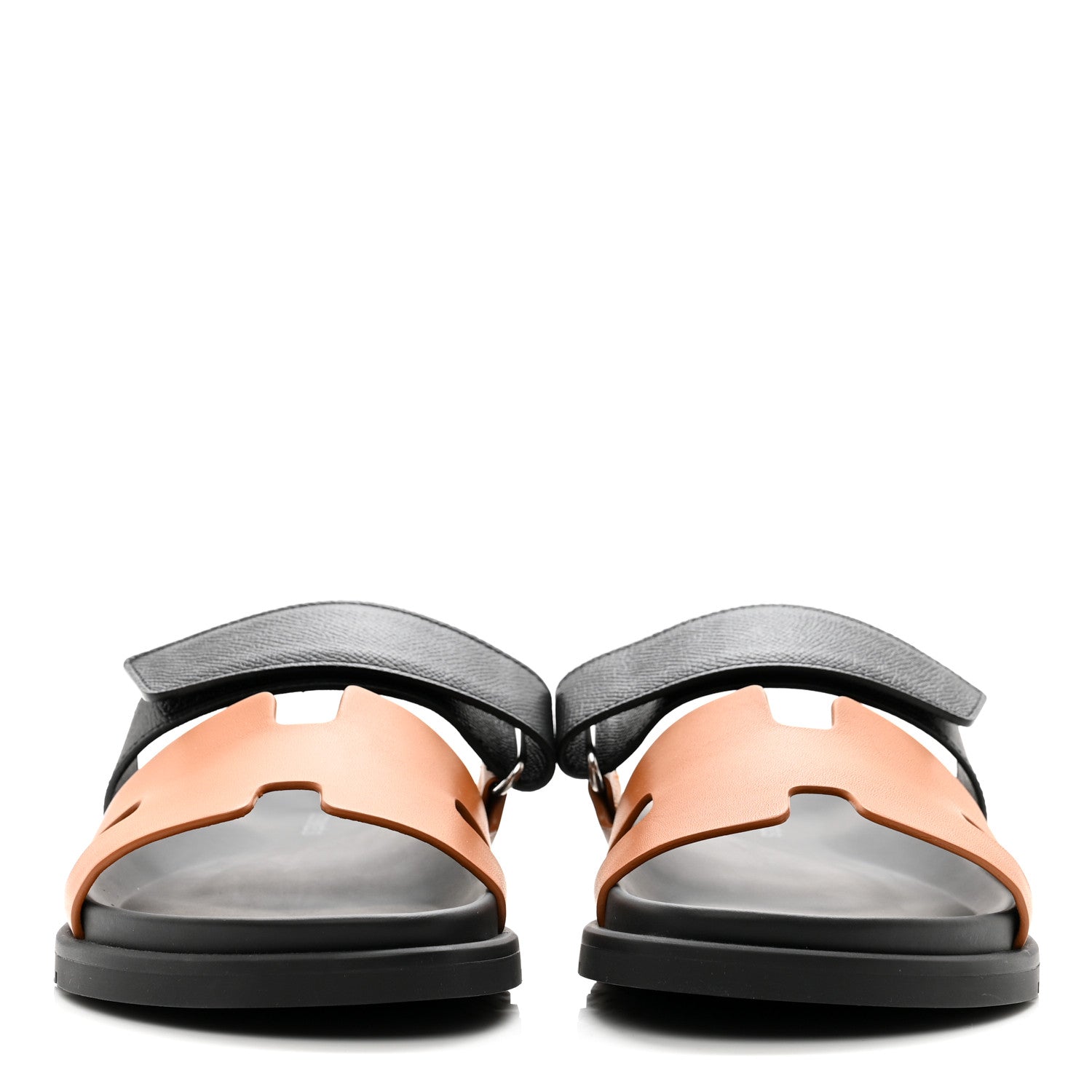 Hermes Heritage Calfskin Epsom Mens Chypre Sandals 39 Naturel H Black 2 of 8